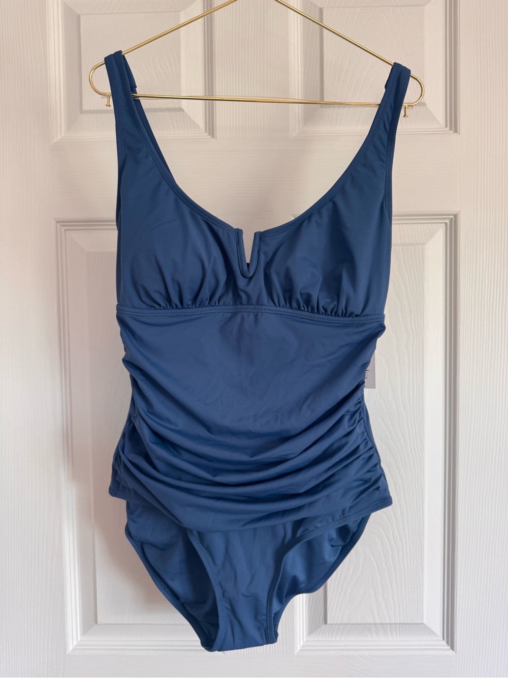 Anne Cole Blue One-Piece Swimsuit with V-Notch